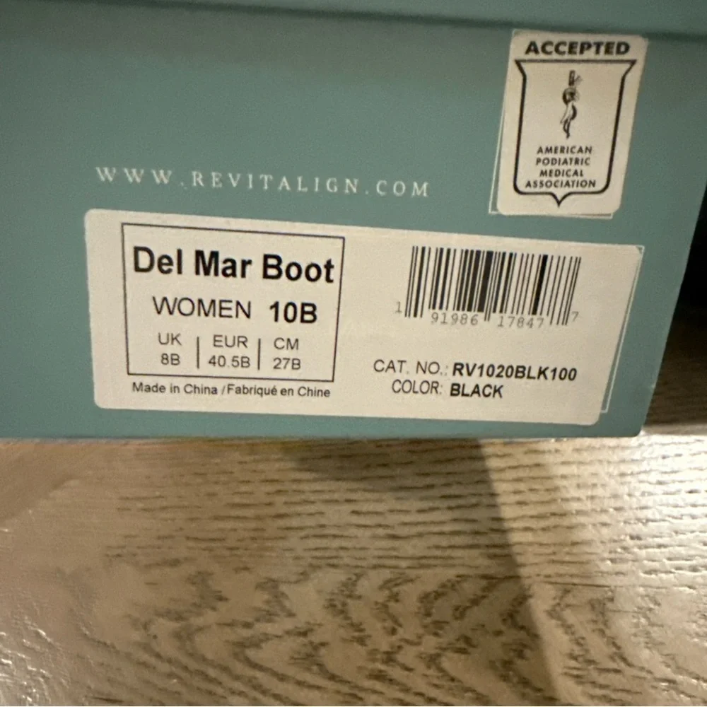 Revitalign Del Mar Boots Black APMA Approved w/Orthotic Support Women’s 10 New